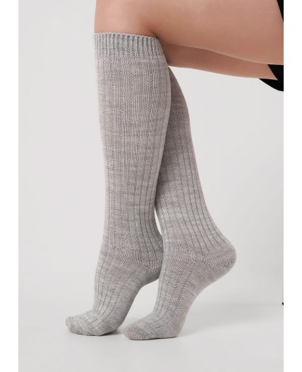 CLE Гольфы жен.П905Ш акрил зима, меланж св.серый