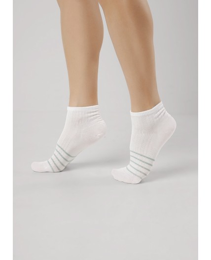 CLE Носки жен.Д5502 fashion база укороч, белый/св.зелёный