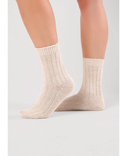 CLE Носки жен.Д689Ш акрил зима, св.бежевый
