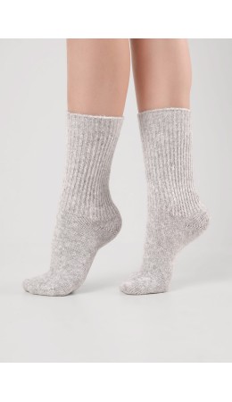 CLE Носки жен.Д687Ш шерсть акрил, меланж св.серый