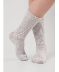 CLE Носки жен.Д687Ш шерсть акрил, меланж св.серый