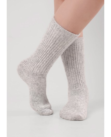 CLE Носки жен.Д687Ш шерсть акрил, меланж св.серый