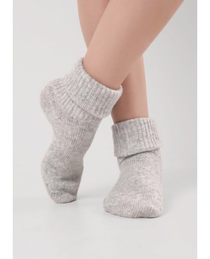CLE Носки жен.Д687Ш шерсть акрил, меланж св.серый