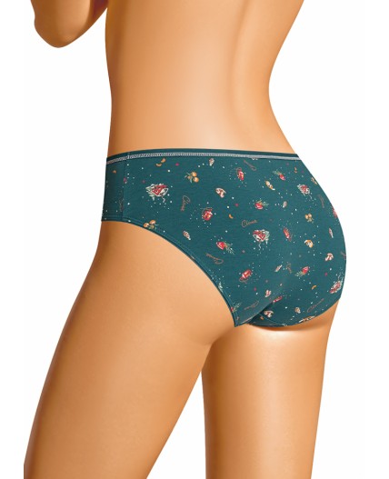 CLE B1201 Трусы жен. Морозко, т.зелёный/красный