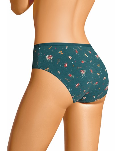 CLE C1201 Трусы жен. Морозко, т.зелёный/красный