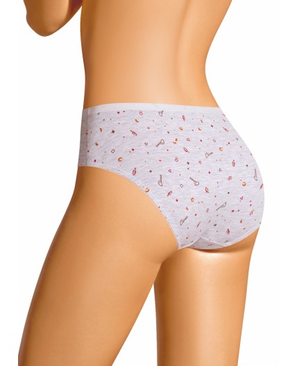 CLE C1201/1 Трусы жен. Морозко, меланж св.серый/красный