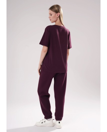 CLE LF15-106 Футболка жен. Футер тёплый ОЗ25, т.бордовый