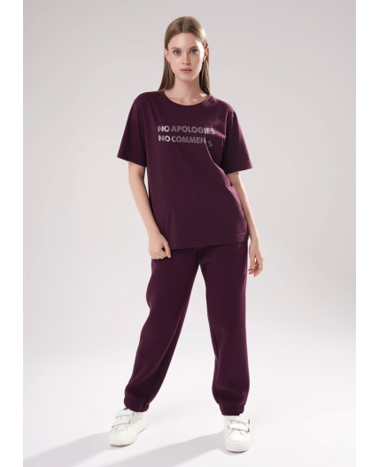 CLE LF15-106 Футболка жен. Футер тёплый ОЗ25, т.бордовый