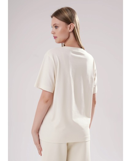 CLE LF15-106 Футболка жен. Футер тёплый ОЗ25, св.бежевый