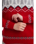 CLE LF15-1205 вяз Джемпер жен. Вязанка НГ, молочный/красный
