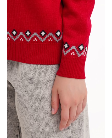 CLE LF15-1205 вяз Джемпер жен. Вязанка НГ, молочный/красный