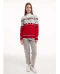 CLE LF15-1205 вяз Джемпер жен. Вязанка НГ, молочный/красный