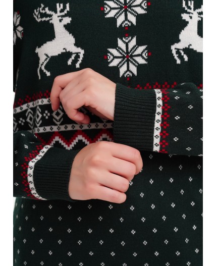 CLE LF15-1205/1 вяз Джемпер жен. Вязанка НГ, молочный/зелёный