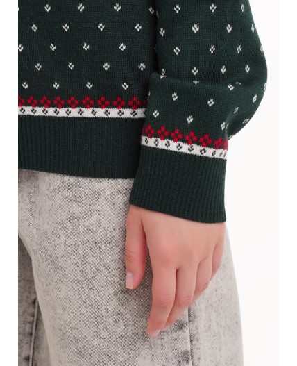 CLE LF15-1205/1 вяз Джемпер жен. Вязанка НГ, молочный/зелёный