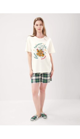 CLE LP15-1199/1 Пижама жен. Новогоднее чудо, молочный/т.зелёный