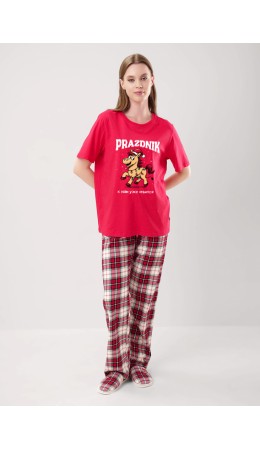 CLE LP15-1199/2 Пижама жен. Новогоднее чудо, красный/молочный