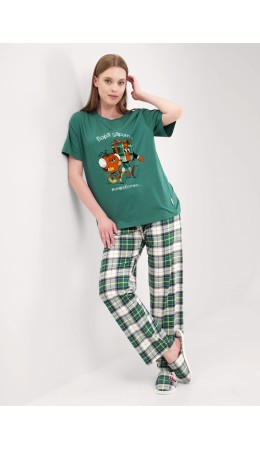 CLE LP15-1199/3 Пижама жен. Новогоднее чудо, т.зелёный/молочный
