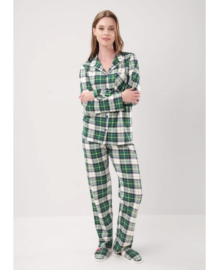 CLE LP15-1199/4 Пижама жен. Новогоднее чудо, т.зелёный/молочный