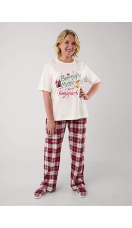 CLE LP15-1199/6 Пижама жен. Новогоднее чудо, молочный/красный