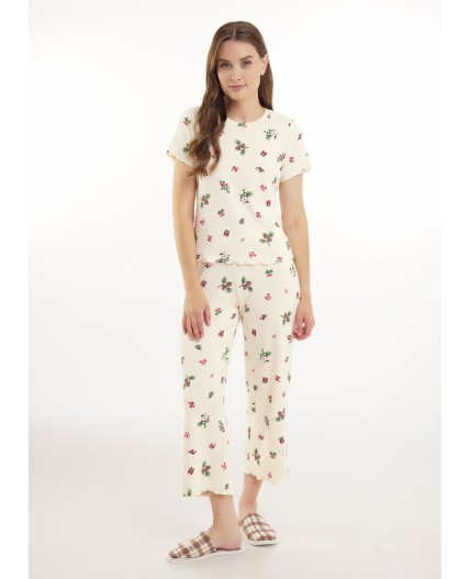 CLE LP15-1200/2 Пижама жен. Пихта, молочный/красный