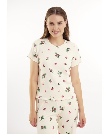 CLE LP15-1200/2 Пижама жен. Пихта, молочный/красный