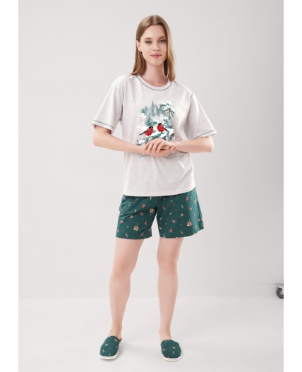 CLE LP15-1201 Набор одежды жен. Морозко, меланж св.серый/т.зелёный