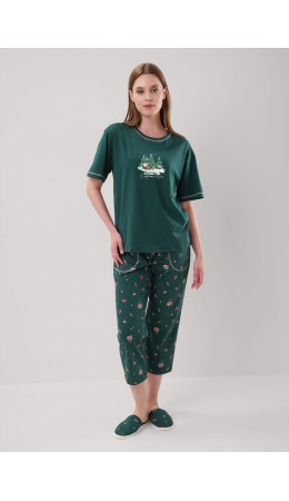 CLE LP15-1201/1 Пижама жен. Морозко, т.зелёный/красный