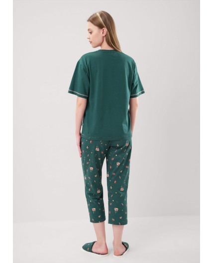 CLE LP15-1201/1 Пижама жен. Морозко, т.зелёный/красный