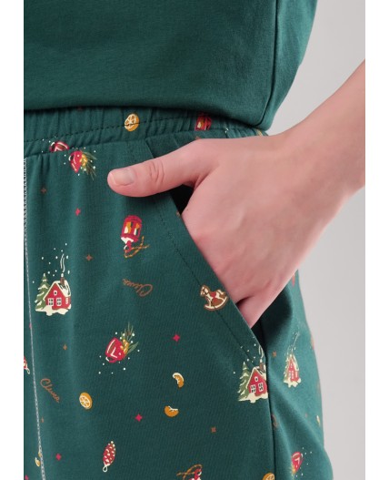 CLE LP15-1201/1 Пижама жен. Морозко, т.зелёный/красный