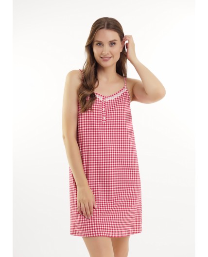 CLE LS15-1200 Сорочка ночн. жен. Пихта, молочный/красный