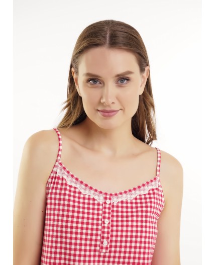 CLE LS15-1200 Сорочка ночн. жен. Пихта, молочный/красный