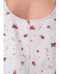 CLE LS15-1201 Сорочка ночн. жен. Морозко, меланж св.серый/красный