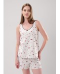 CLE LSET15-1201 Пижама жен. Морозко, меланж св.серый/красный