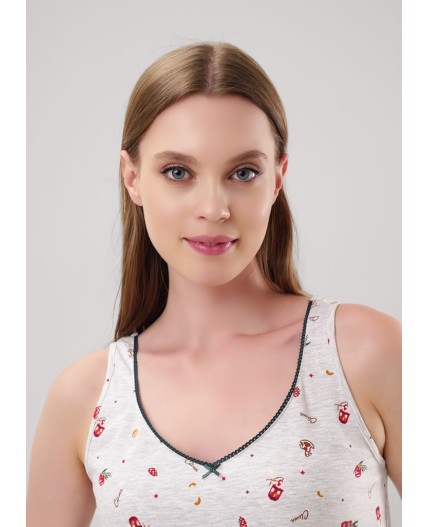 CLE LSET15-1201 Пижама жен. Морозко, меланж св.серый/красный