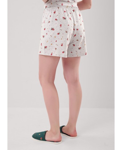 CLE LSET15-1201 Пижама жен. Морозко, меланж св.серый/красный