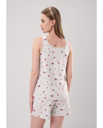 CLE LSET15-1201 Пижама жен. Морозко, меланж св.серый/красный