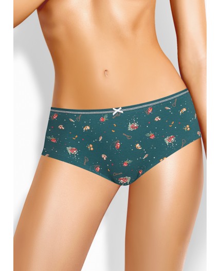 CLE SH1201 Трусы жен. Морозко, т.зелёный/красный