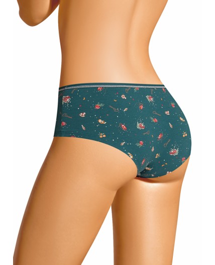CLE SH1201 Трусы жен. Морозко, т.зелёный/красный