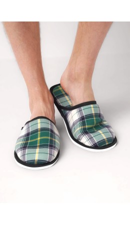 CLE SM450711 Пантолеты муж. домаш., т.зелёный/молочный