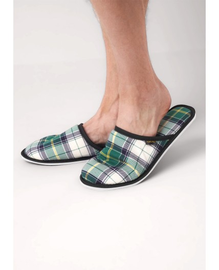 CLE SM450711 Пантолеты муж. домаш., т.зелёный/молочный