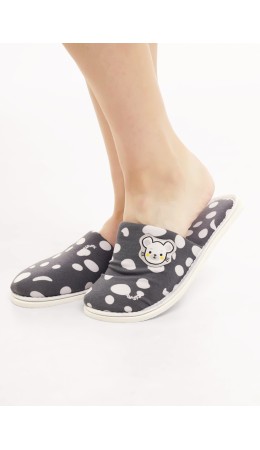 CLE SW15-1187C Пантолеты жен. домаш. Бабл-чай, т.серый/св.серый