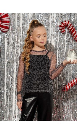 CLE Джемпер дев. 757246/26кд, чёрный/св.серый