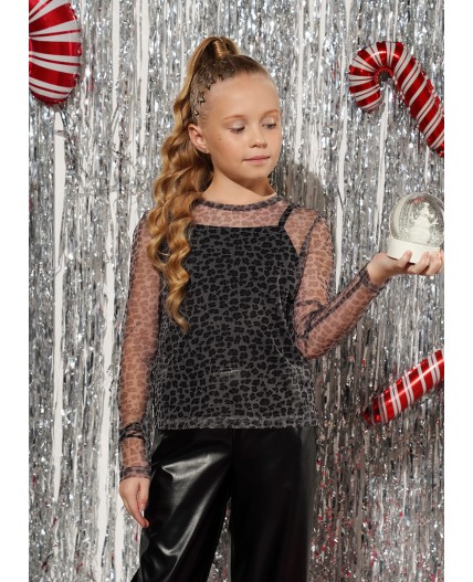 CLE Джемпер дев. 757246/26кд, чёрный/св.серый