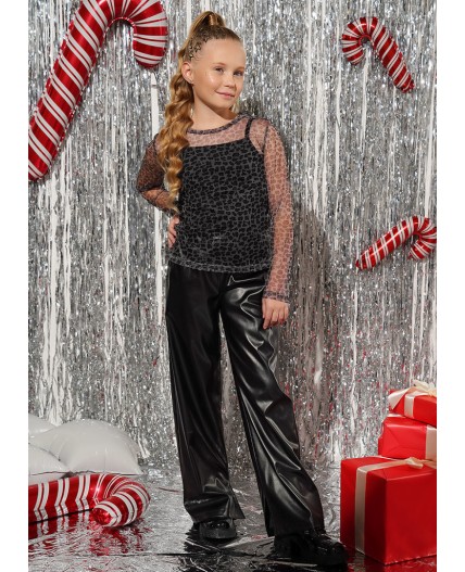 CLE Джемпер дев. 757246/26кд, чёрный/св.серый