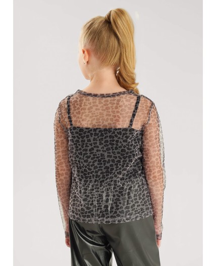 CLE Джемпер дев. 757246/26кд, чёрный/св.серый