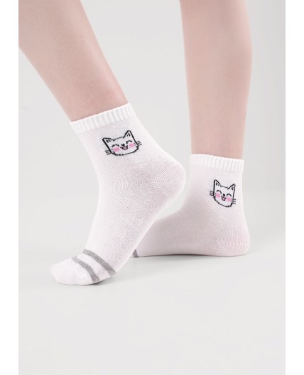 CLE Носки дет.В1001 12-14,14-16 market line дев, белый