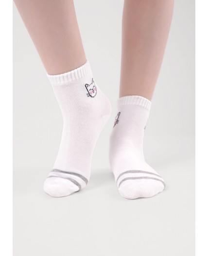 CLE Носки дет.В1001 12-14,14-16 market line дев, белый