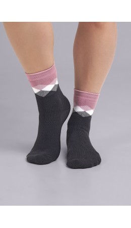 CLE Носки жен.Д2342П плюш хл+эл, меланж т.серый