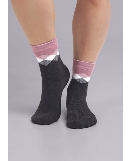 CLE Носки жен.Д2342П плюш хл+эл, меланж т.серый
