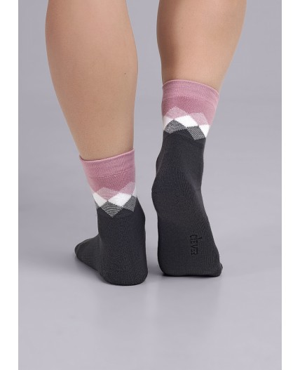 CLE Носки жен.Д2342П плюш хл+эл, меланж т.серый